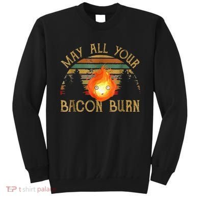 Vintage Retro May All Your Bacon Burn BBQ Grunge Sweatshirt