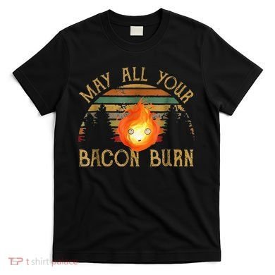 Vintage Retro May All Your Bacon Burn BBQ Grunge T-Shirt