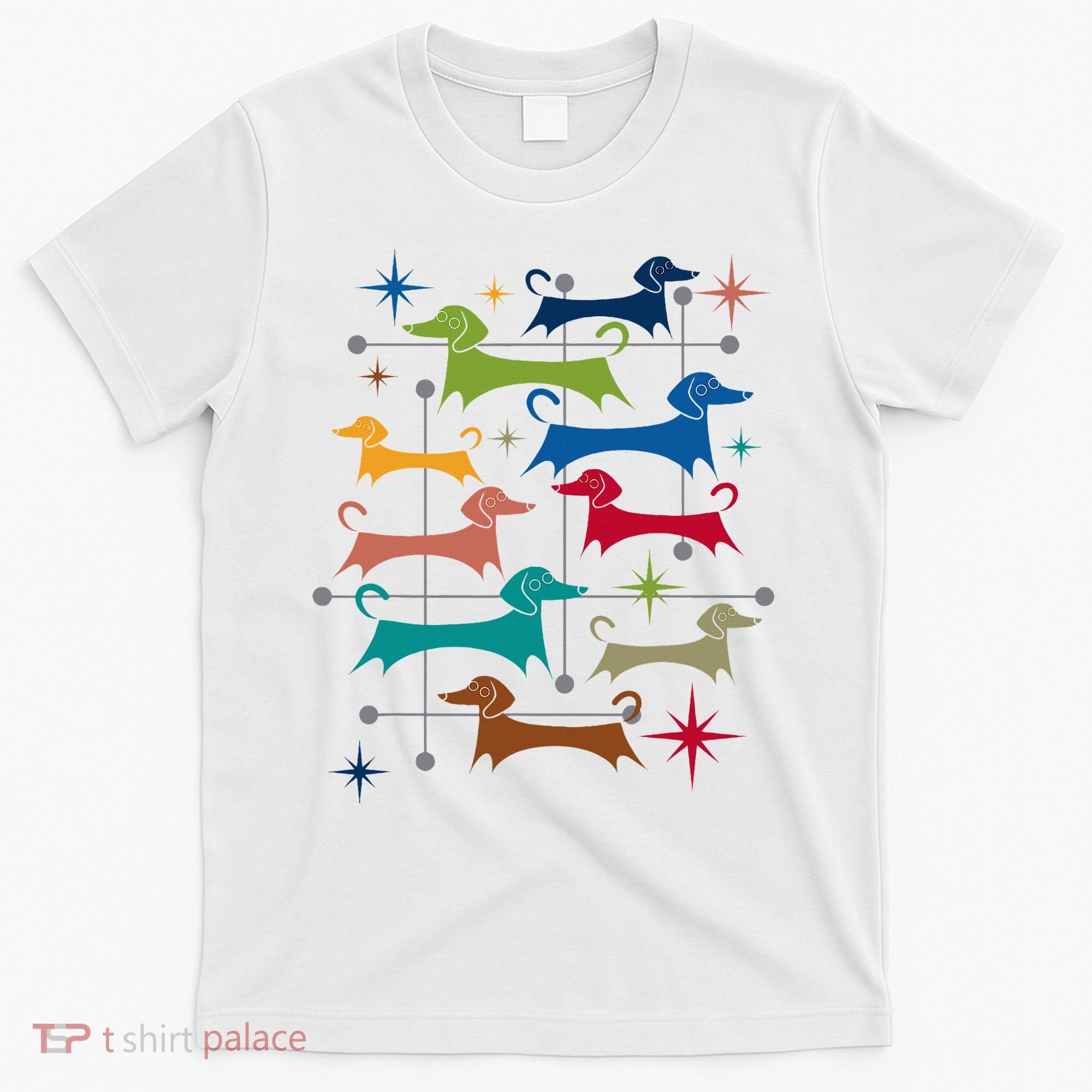 Vintage Retro Midcentury Modern Style Dachshunds Dogs T-Shirt