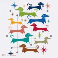 Vintage Retro Midcentury Modern Style Dachshunds Dogs T-Shirt thumb 7
