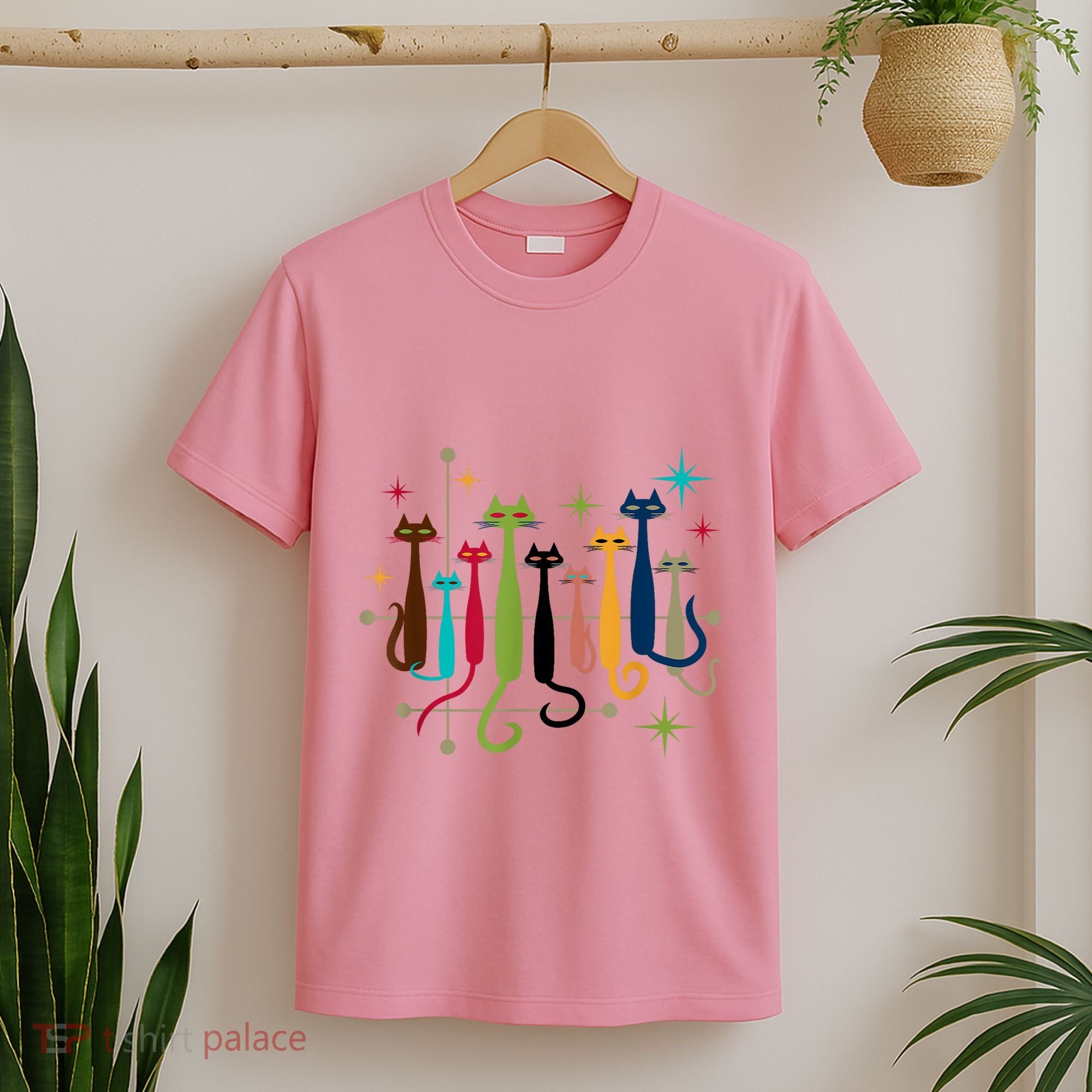 Vintage Retro Midcentury Modern Look Cats 50s 60s Style T-Shirt