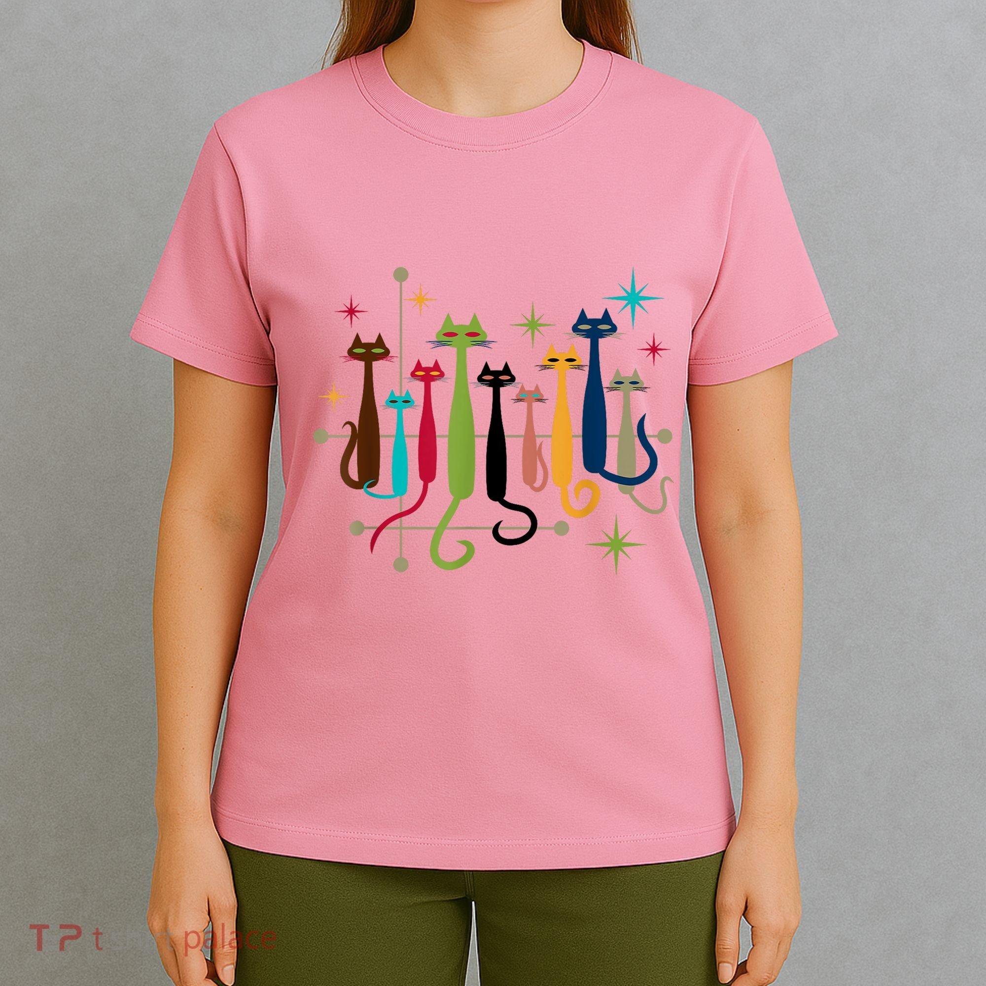 Vintage Retro Midcentury Modern Look Cats 50s 60s Style T-Shirt