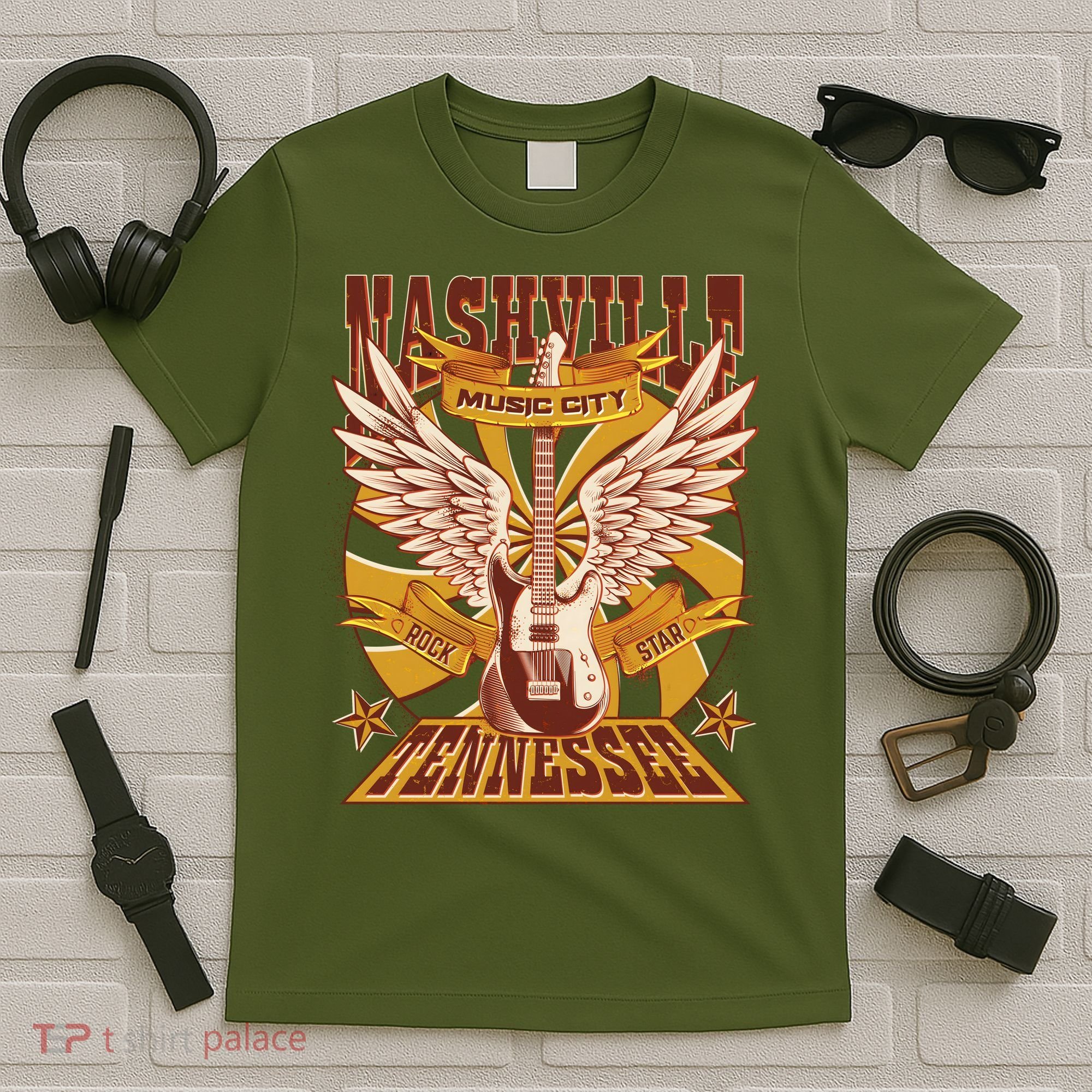 Vintage Retro Nashville Tennessee Music City Rock Star T-Shirt