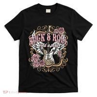 Vintage Rock N Roll Wild Spirit Lets Rock Guitar Floral T-Shirt thumb 0