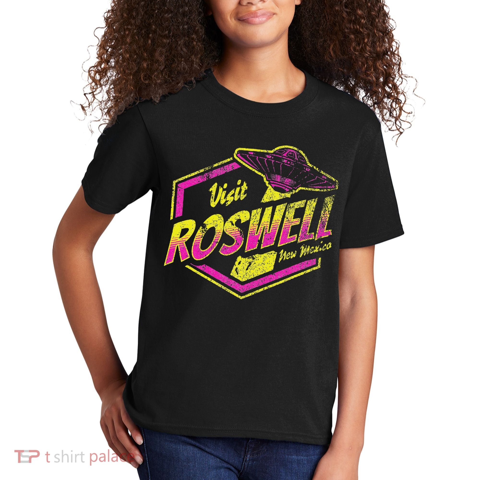 Visit Roswell New Mexico Ufo Aliens Retro Area 51 Vacation Kids T-Shirt