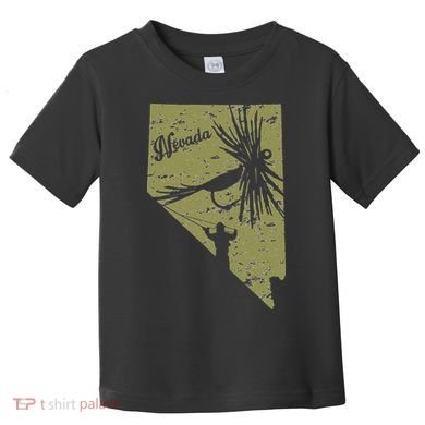 Vintage Rustic Olive Fish Nevada State Map NV Fly Fishing Toddler T-Shirt