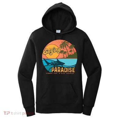 Vintage Retro Orignal Surfing Paradise Shark Women's Hoodie