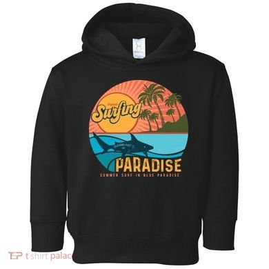 Vintage Retro Orignal Surfing Paradise Shark Toddler Hoodie