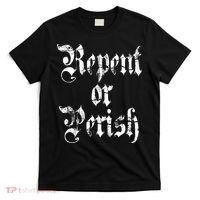 Vintage Repent Or Parish Christian T-Shirt thumb 0