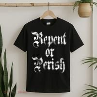 Vintage Repent Or Parish Christian T-Shirt thumb 2