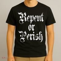 Vintage Repent Or Parish Christian T-Shirt thumb 3