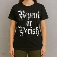 Vintage Repent Or Parish Christian T-Shirt thumb 4