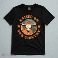 Vintage Raised On 90's Country Cow Skull Southern Western T-Shirt thumb 5