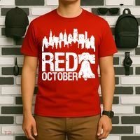 Vintage Red October Philadelphia Skyline Baseball T-Shirt thumb 6