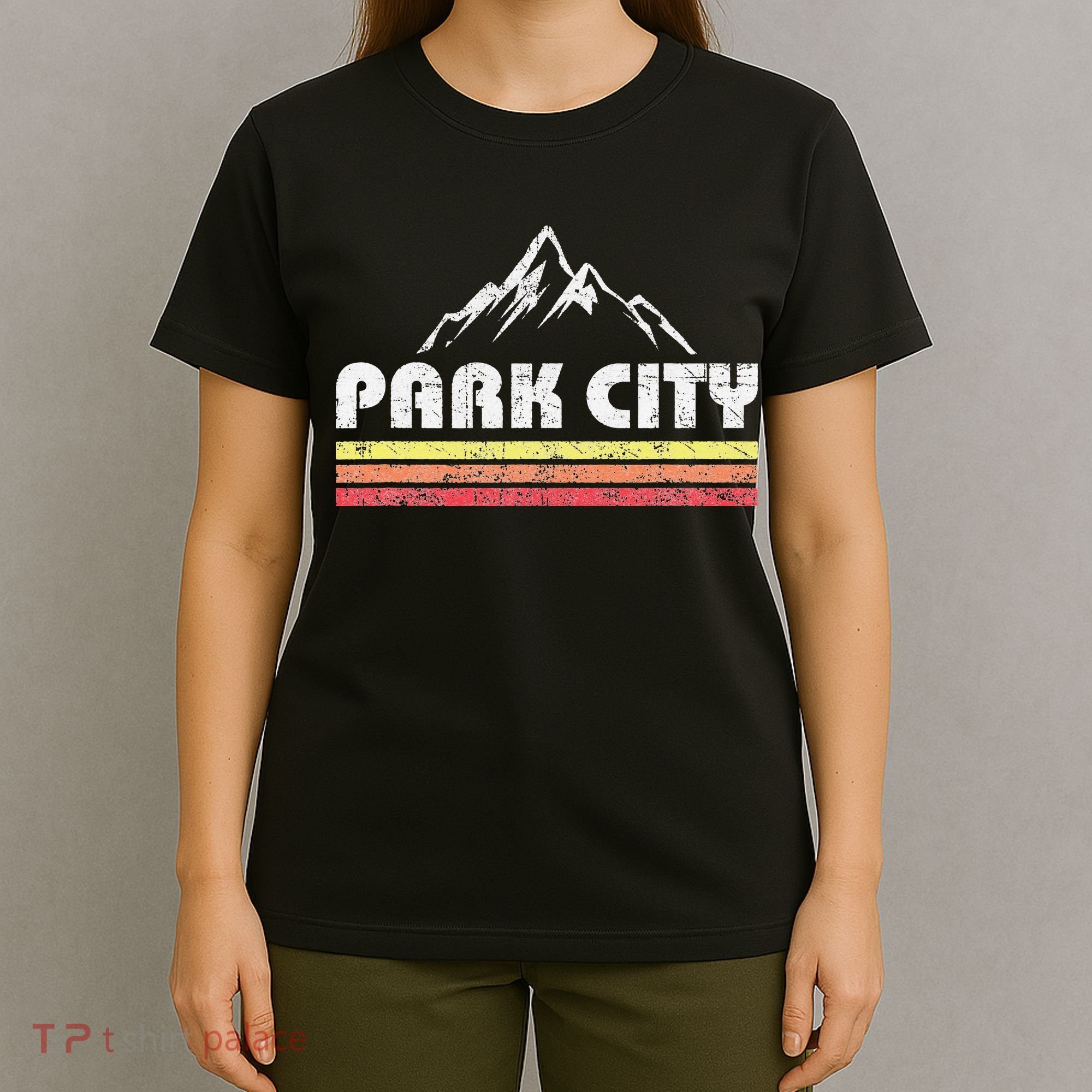 Vintage Retro Park City Utah Mountain Faded Bars Ski Sports T-Shirt