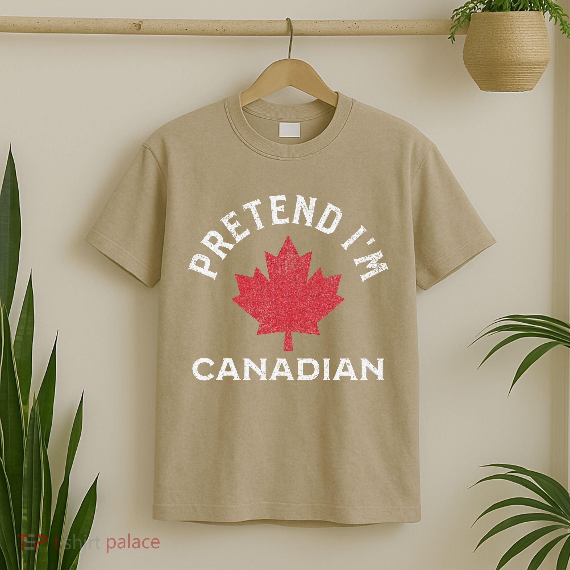 Vintage Retro Pretend Im Canadian Maple Leaf Canada Flag T-Shirt