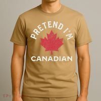 Vintage Retro Pretend Im Canadian Maple Leaf Canada Flag T-Shirt thumb 3