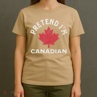 Vintage Retro Pretend Im Canadian Maple Leaf Canada Flag T-Shirt thumb 4