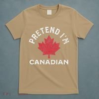 Vintage Retro Pretend Im Canadian Maple Leaf Canada Flag T-Shirt thumb 5