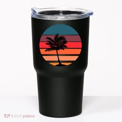 Vintage Retro Palm Tree Sunset Tumbler