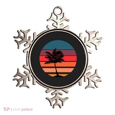 Vintage Retro Palm Tree Sunset Ornament
