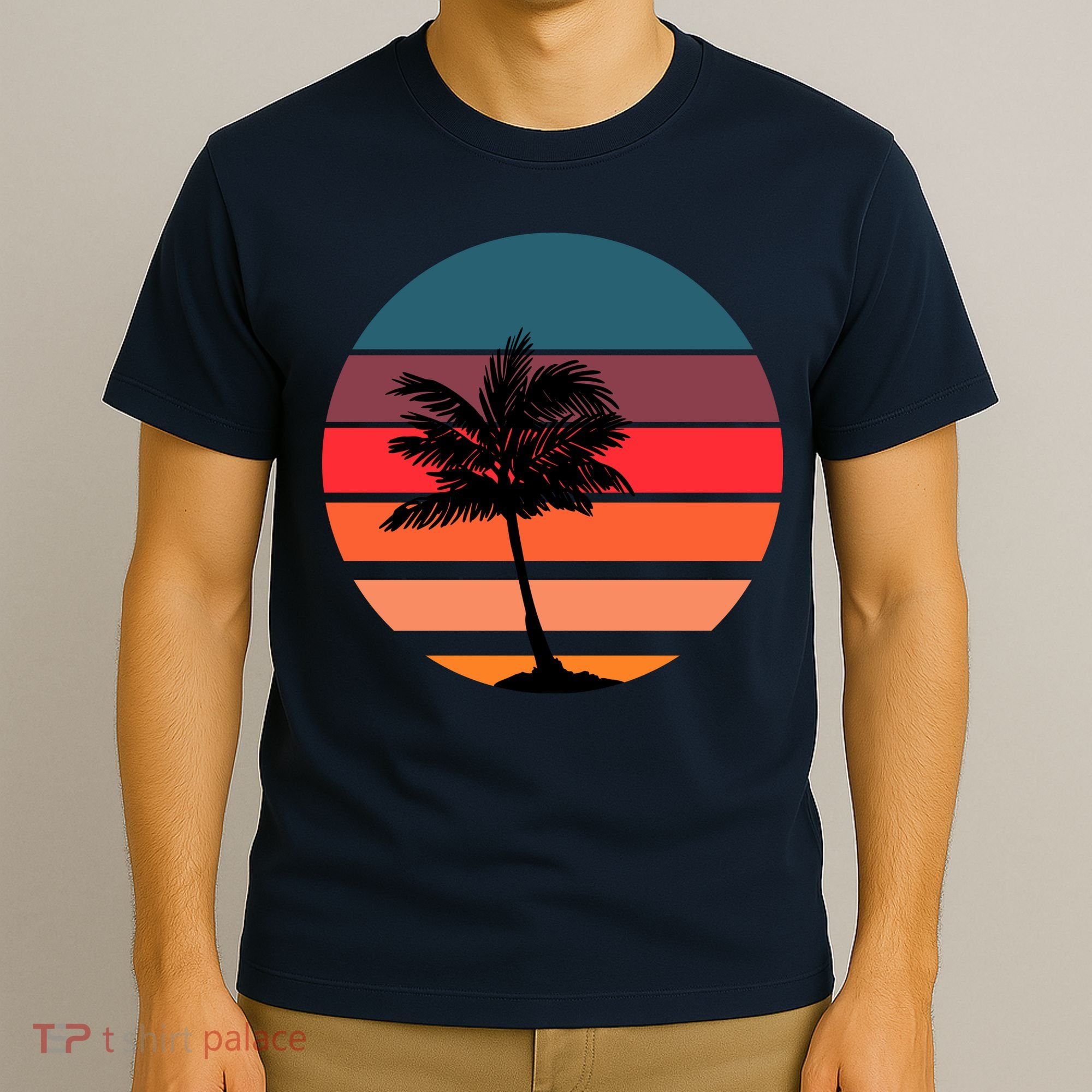 Vintage Retro Palm Tree Sunset T-Shirt