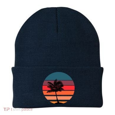Vintage Retro Palm Tree Sunset Beanie