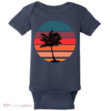 Vintage Retro Palm Tree Sunset Baby Bodysuit