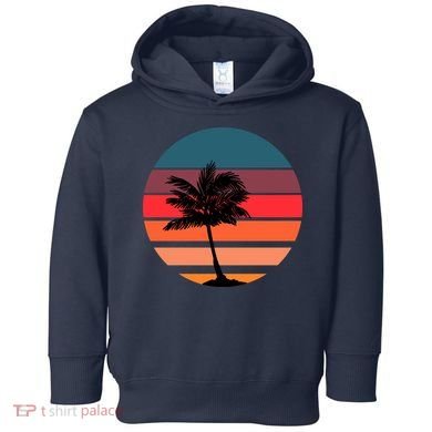 Vintage Retro Palm Tree Sunset Toddler Hoodie