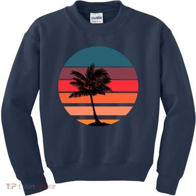 Vintage Retro Palm Tree Sunset Kids Sweatshirt