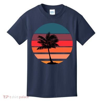 Vintage Retro Palm Tree Sunset Kids T-Shirt