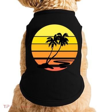 Vintage Retro Palm Tree Sunset Doggie Tank