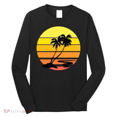 Vintage Retro Palm Tree Sunset Long Sleeve Shirt