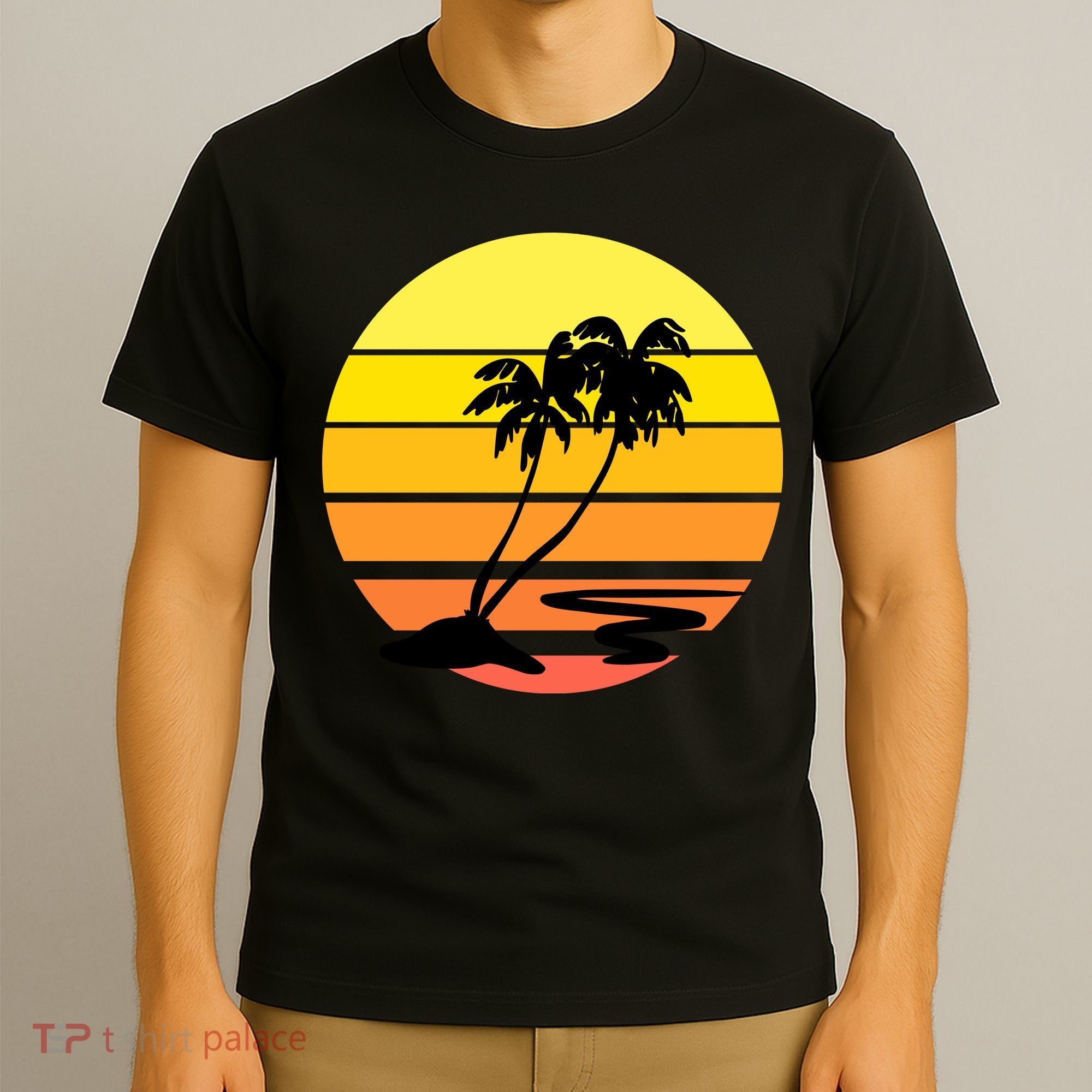 Vintage Retro Palm Tree Sunset T-Shirt