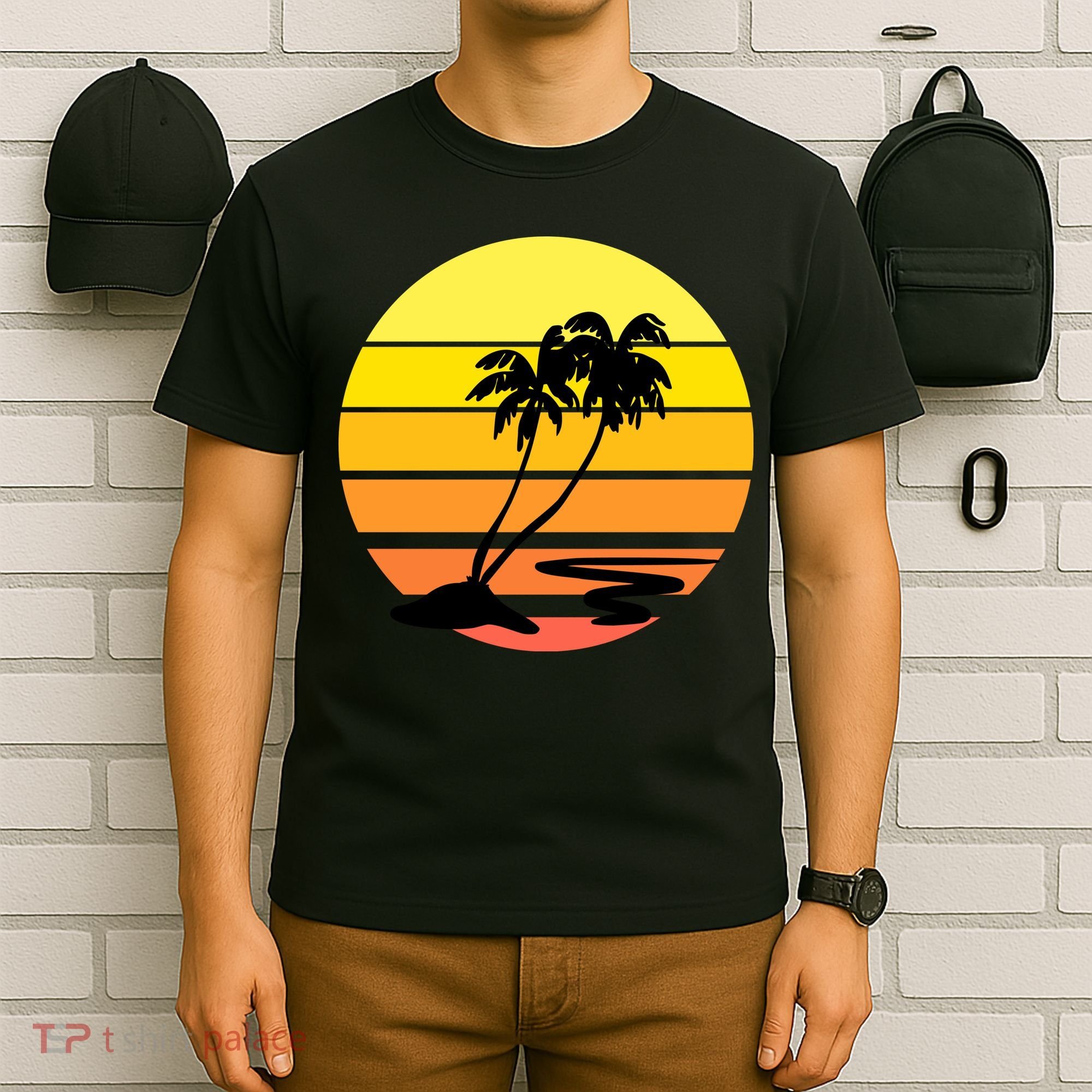 Vintage Retro Palm Tree Sunset T-Shirt