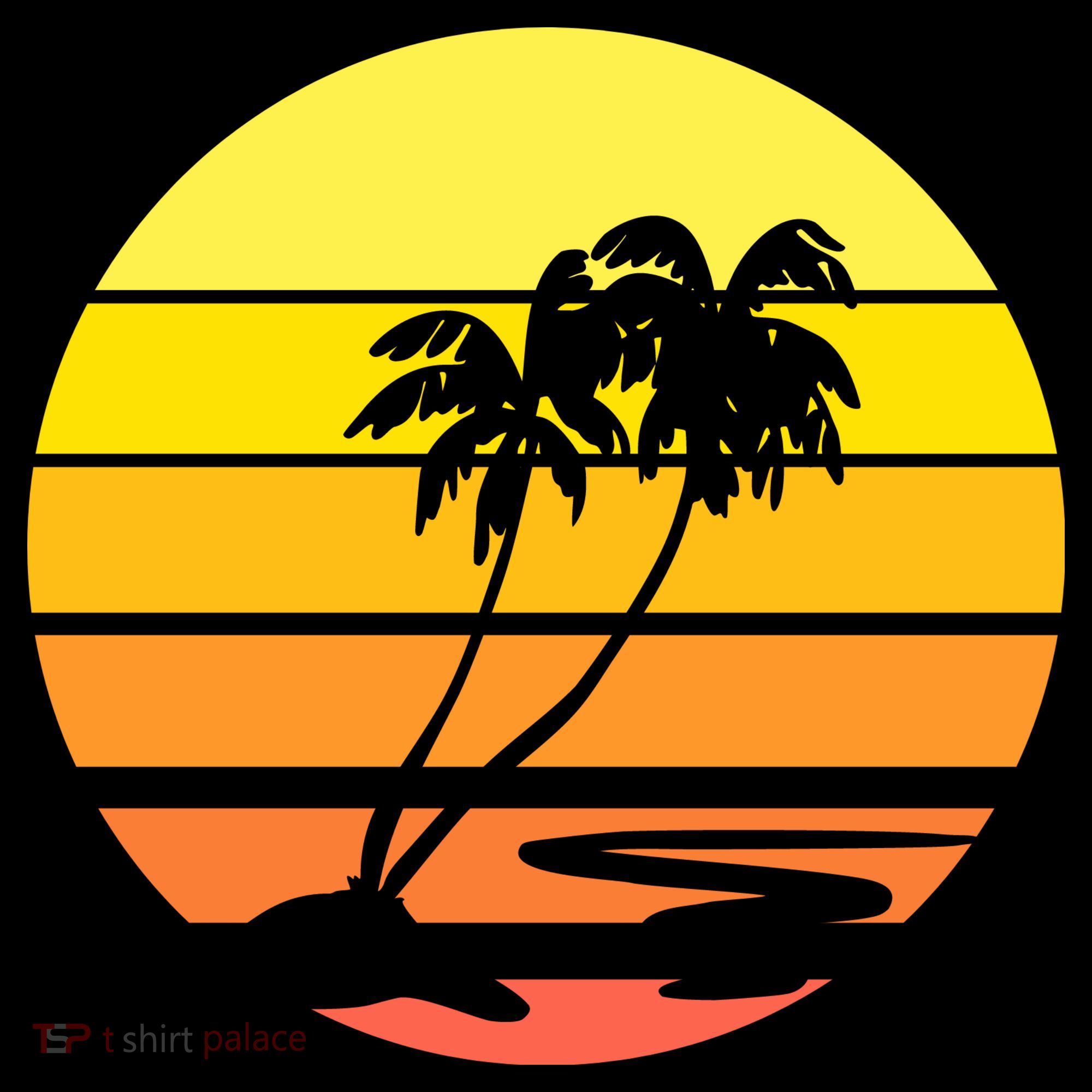 Vintage Retro Palm Tree Sunset T-Shirt