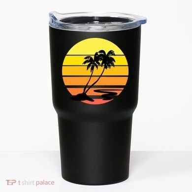 Vintage Retro Palm Tree Sunset Tumbler