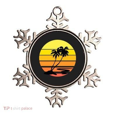 Vintage Retro Palm Tree Sunset Ornament