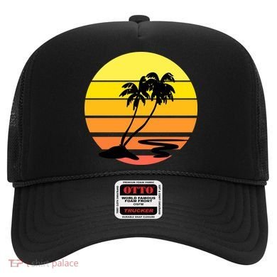 Vintage Retro Palm Tree Sunset Hat