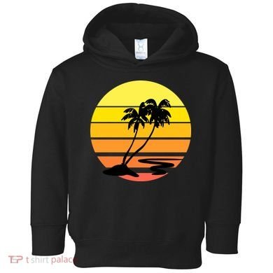 Vintage Retro Palm Tree Sunset Toddler Hoodie