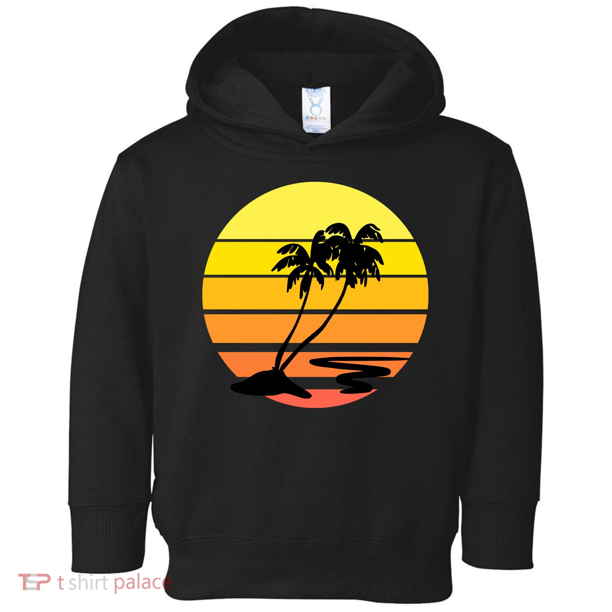 Vintage Retro Palm Tree Sunset Toddler Hoodie