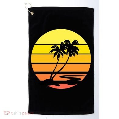 Vintage Retro Palm Tree Sunset Golf Towel
