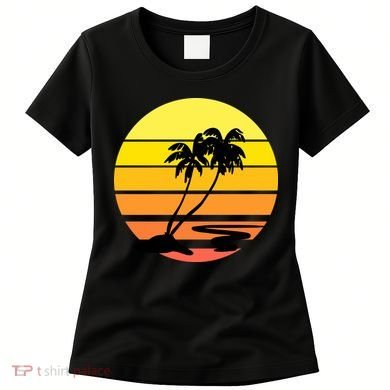 Vintage Retro Palm Tree Sunset Women's T-Shirt