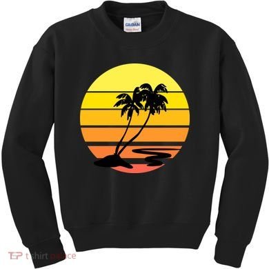 Vintage Retro Palm Tree Sunset Kids Sweatshirt