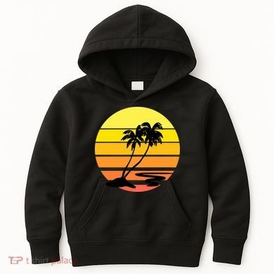 Vintage Retro Palm Tree Sunset Kids Hoodie