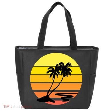 Vintage Retro Palm Tree Sunset Tote Bag