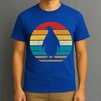 Vintage Retro Penguins Sunset 70s 80s 90s Penguins Party Gif Gift T-Shirt thumb 3