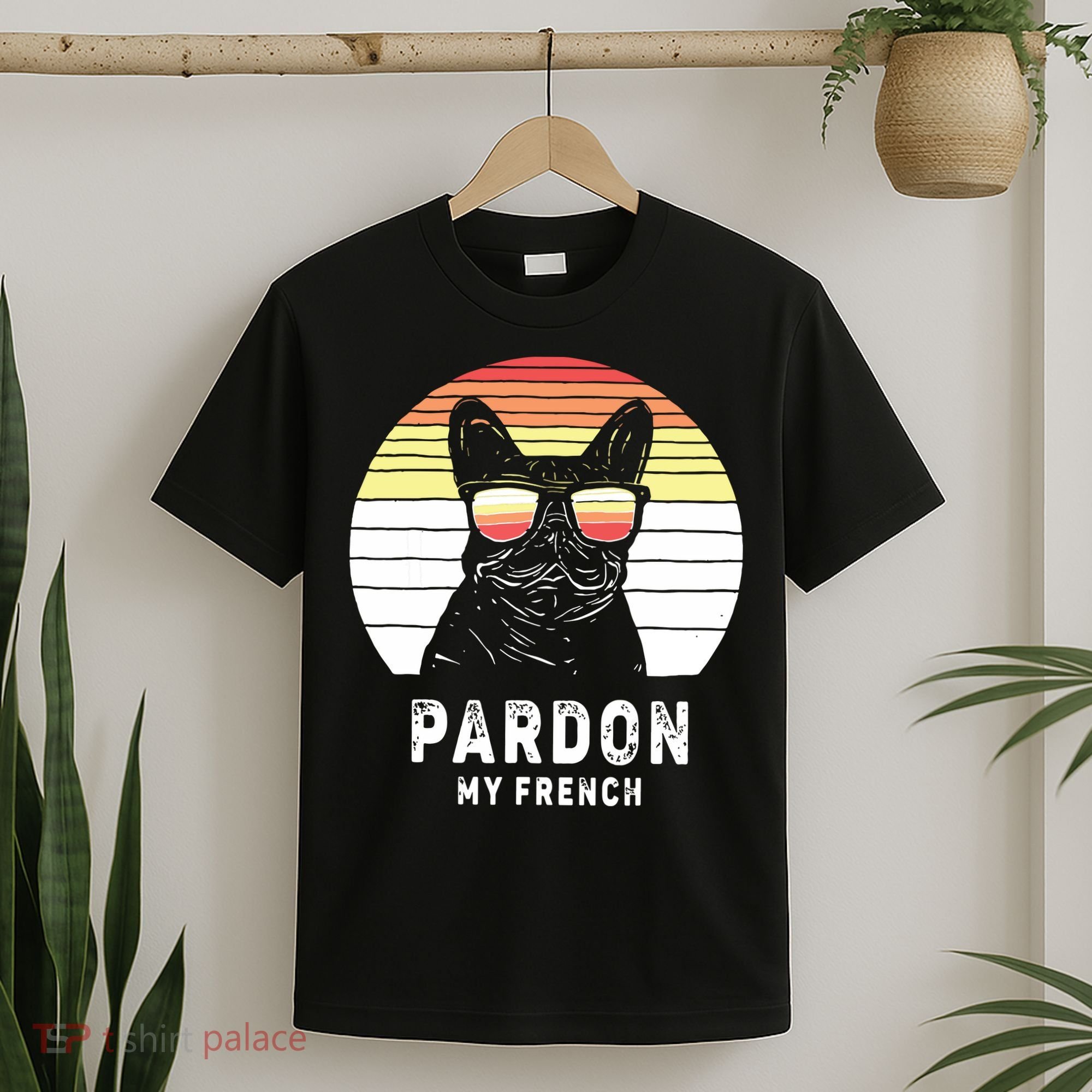 Vintage Retro Pardon My French Frenchie Bulldog Dog T-Shirt