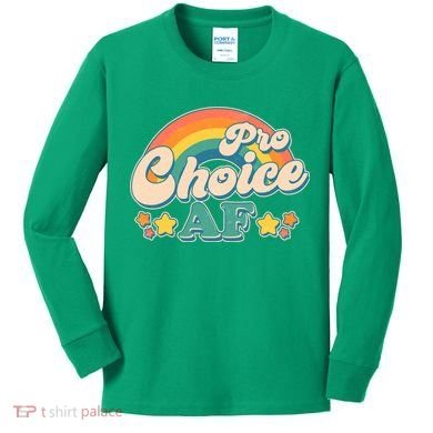 Vintage Retro Pro Choice AF Star Rainbow Kids Long Sleeve Shirt