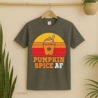 Vintage Retro Pumpkin Spice AF Funny Cream Pumpkin Lover Matching Team Family Ha T-Shirt thumb 2